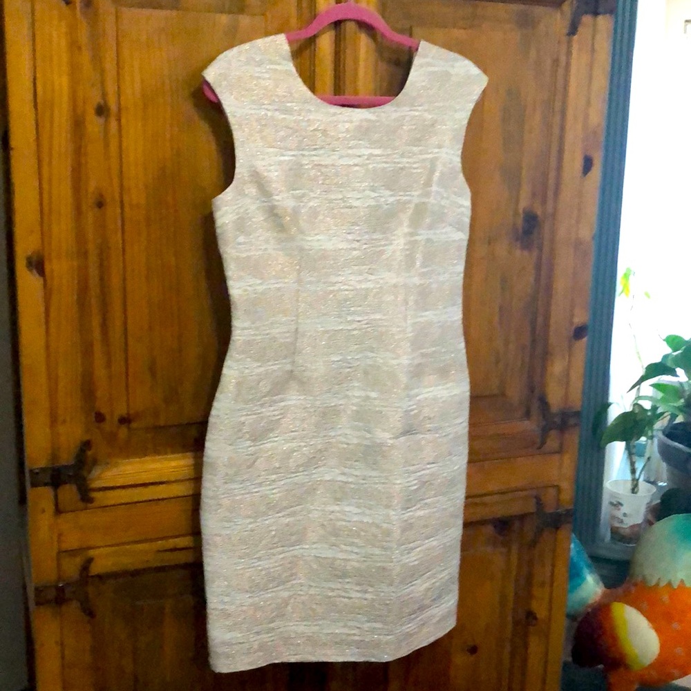 Iridescent winter-white cocktail sheath